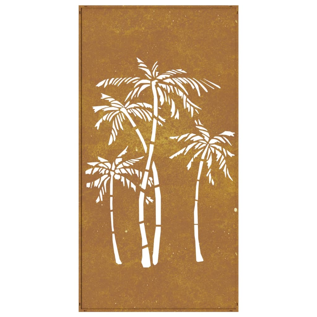 Decorazione Muro da Giardino 105x55 cm Palma in Acciaio Corten - homemem39