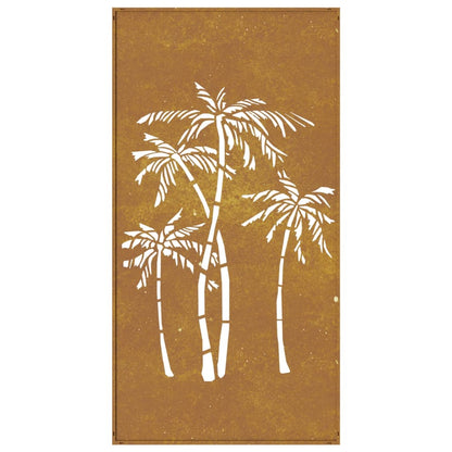 Decorazione Muro da Giardino 105x55 cm Palma in Acciaio Corten - homemem39