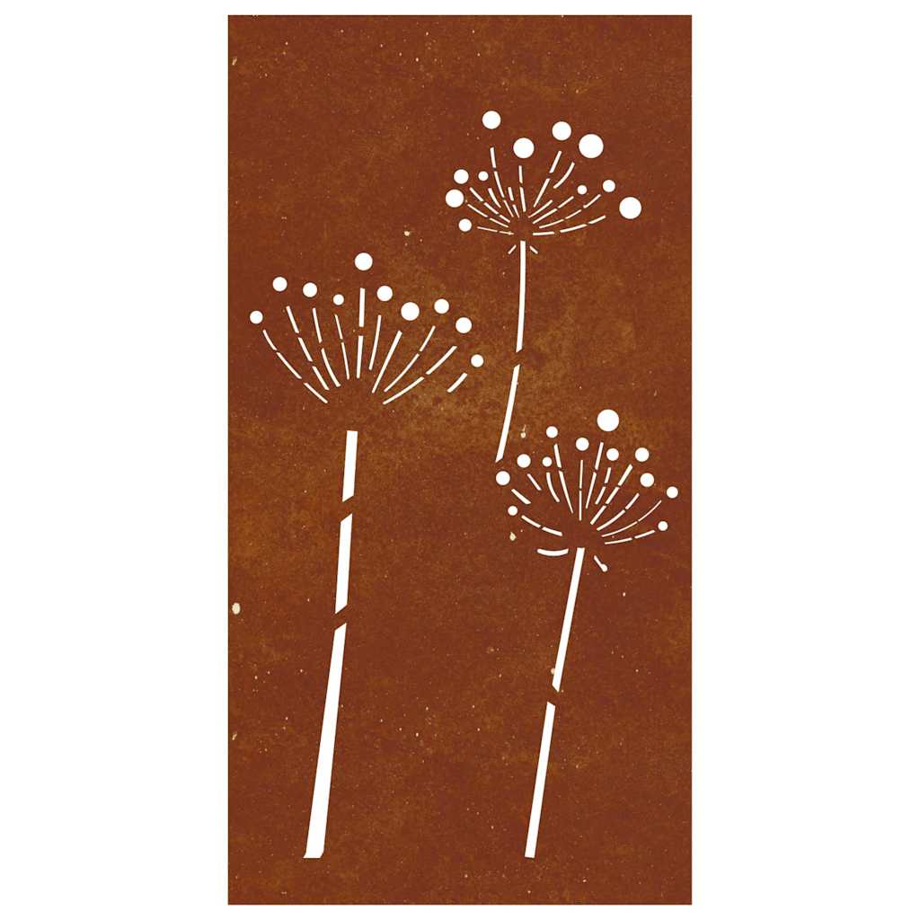 Decorazione Muro da Giardino 105x55 cm Fiore in Acciaio Corten | homemem39