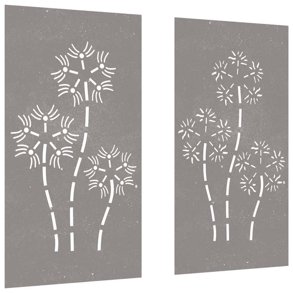 Decorazioni Muro da Giardino 2pz 105x55 cm Fiore Acciaio Corten | homemem39