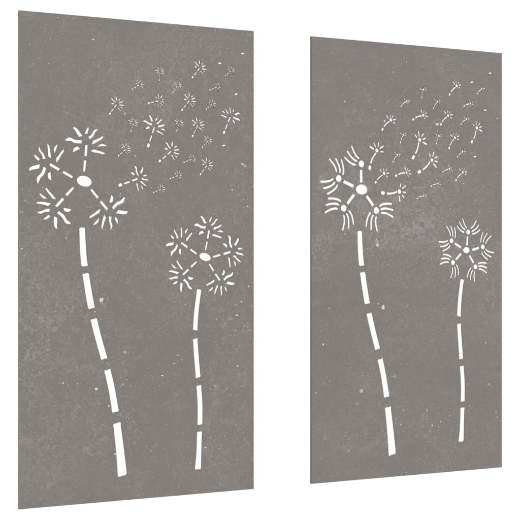 Decorazioni Muro da Giardino 2pz 105x55 cm Fiore Acciaio Corten - homemem39
