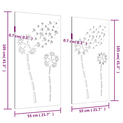 Decorazioni Muro da Giardino 2pz 105x55 cm Fiore Acciaio Corten | homemem39