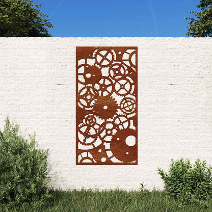 Decorazione Muro Giardino 105x55 cm Ingranaggio Acciaio Corten