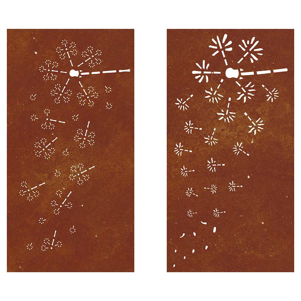Decorazioni Muro da Giardino 2pz 105x55 cm Fiore Acciaio Corten | homemem39