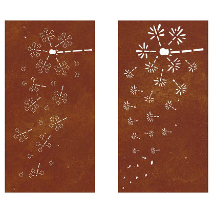 Decorazioni Muro da Giardino 2pz 105x55 cm Fiore Acciaio Corten | homemem39