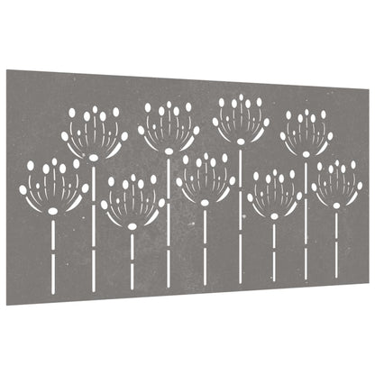 Decorazione Muro da Giardino 105x55 cm Fiore in Acciaio Corten - homemem39