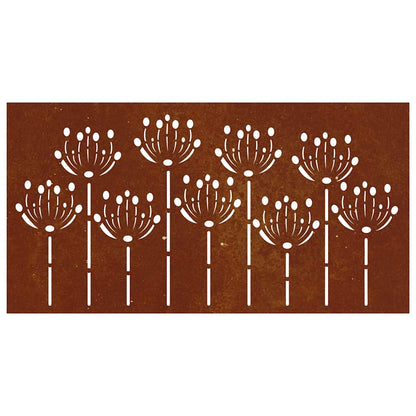 Decorazione Muro da Giardino 105x55 cm Fiore in Acciaio Corten | homemem39