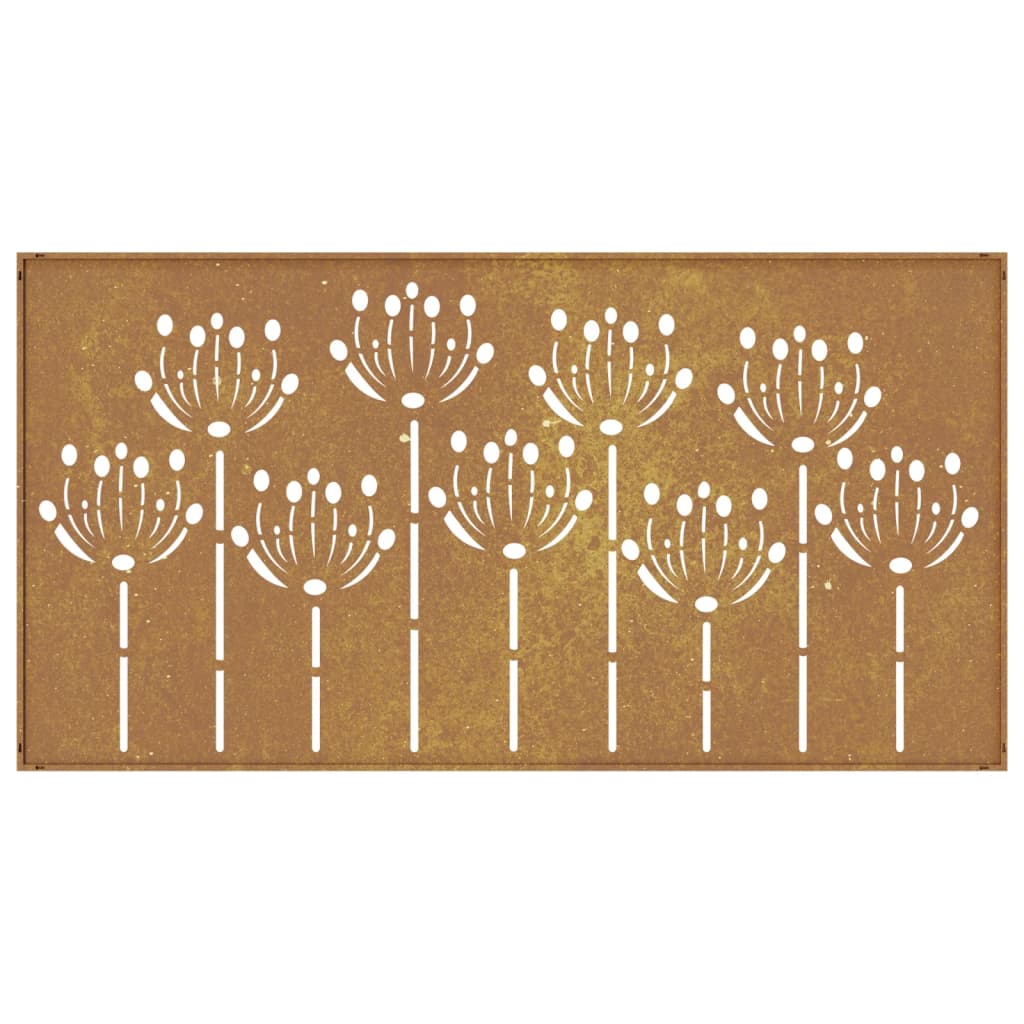 Decorazione Muro da Giardino 105x55 cm Fiore in Acciaio Corten - homemem39