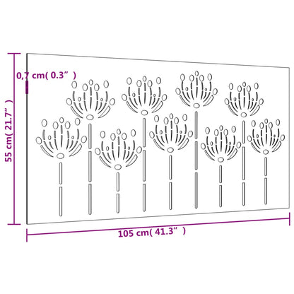 Decorazione Muro da Giardino 105x55 cm Fiore in Acciaio Corten - homemem39