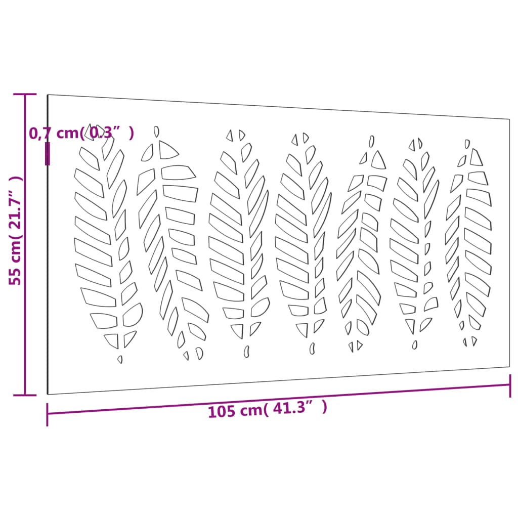 Decorazione Muro da Giardino 105x55 cm Foglia Acciaio Corten - homemem39