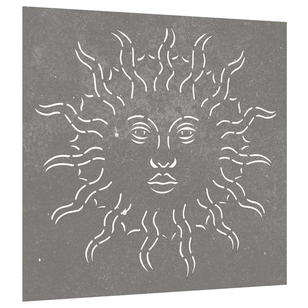 Decorazione Muro da Giardino 55x55 cm Sole in Acciaio Corten | homemem39