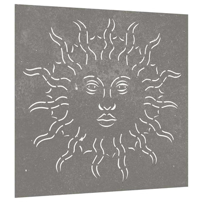 Decorazione Muro da Giardino 55x55 cm Sole in Acciaio Corten | homemem39