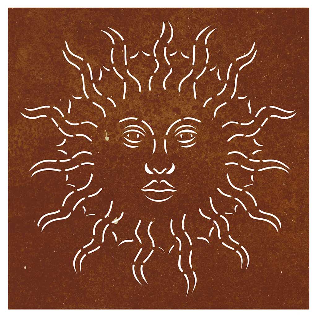 Decorazione Muro da Giardino 55x55 cm Sole in Acciaio Corten | homemem39