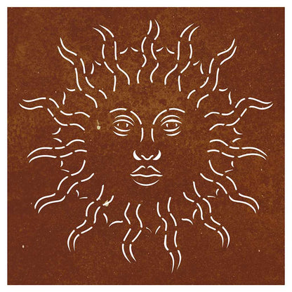 Decorazione Muro da Giardino 55x55 cm Sole in Acciaio Corten | homemem39
