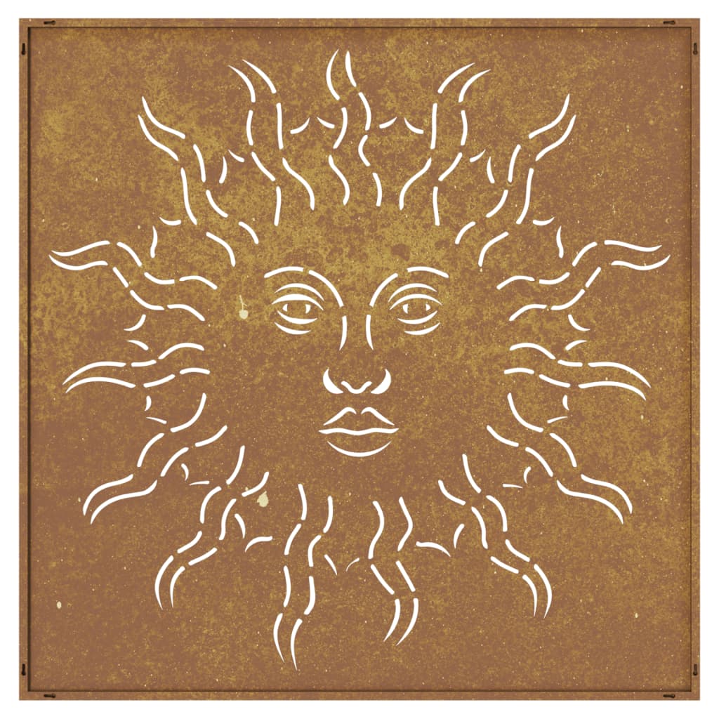 Decorazione Muro da Giardino 55x55 cm Sole in Acciaio Corten - homemem39