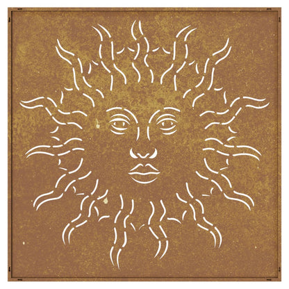 Decorazione Muro da Giardino 55x55 cm Sole in Acciaio Corten - homemem39