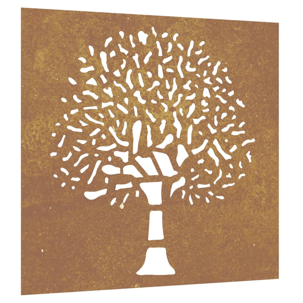 Decorazione Muro da Giardino 55x55 cm Albero in Acciaio Corten - homemem39