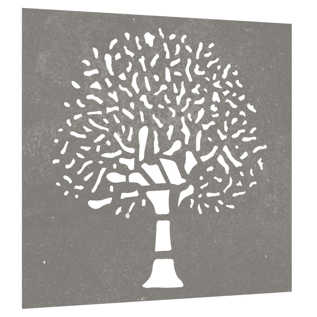 Decorazione Muro da Giardino 55x55 cm Albero in Acciaio Corten - homemem39
