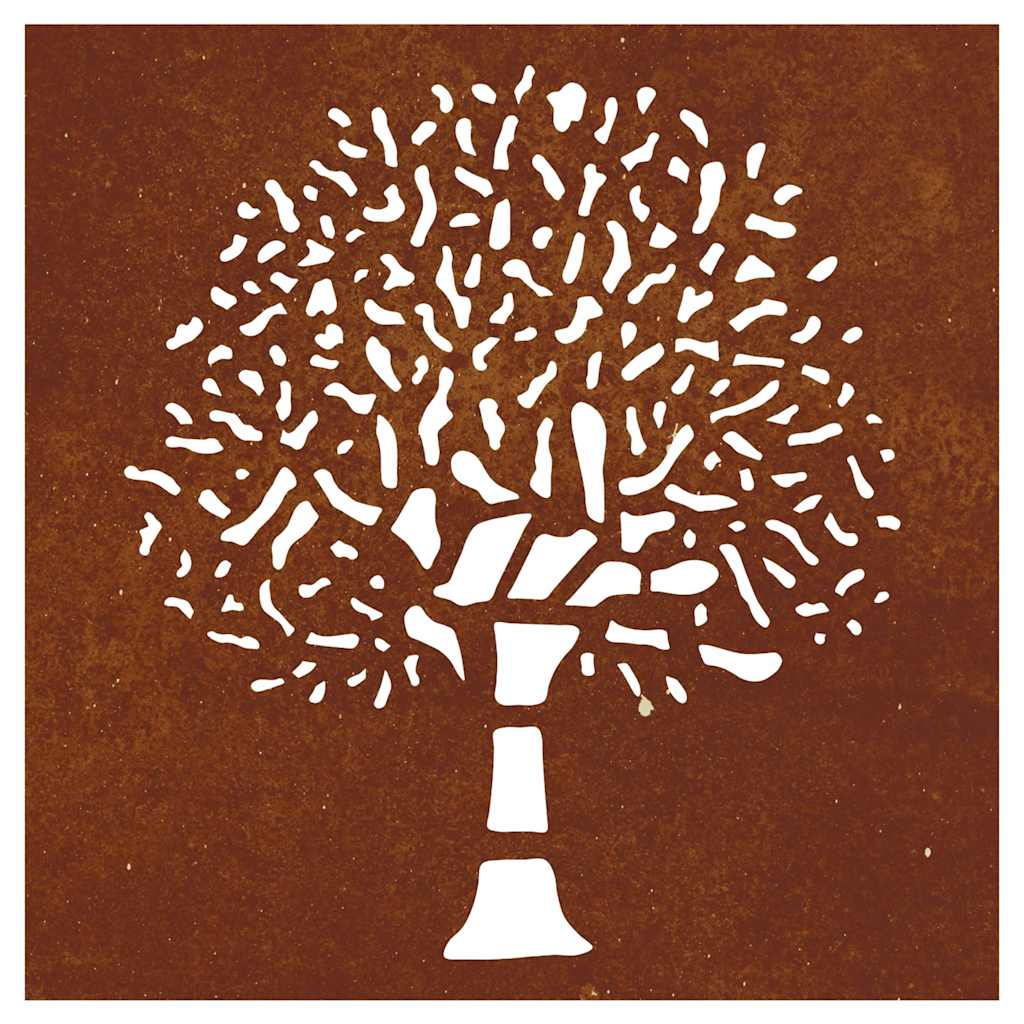 Decorazione Muro da Giardino 55x55 cm Albero in Acciaio Corten | homemem39