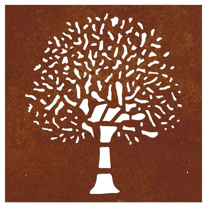Decorazione Muro da Giardino 55x55 cm Albero in Acciaio Corten | homemem39