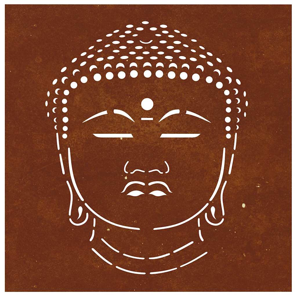Decorazione Muro Giardino 55x55 cm Testa Buddha Acciaio Corten | homemem39