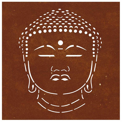 Decorazione Muro Giardino 55x55 cm Testa Buddha Acciaio Corten | homemem39