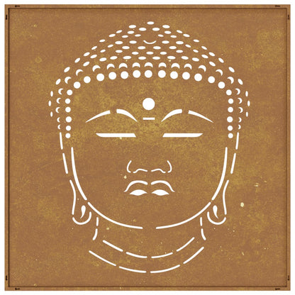 Decorazione Muro Giardino 55x55 cm Testa Buddha Acciaio Corten - homemem39