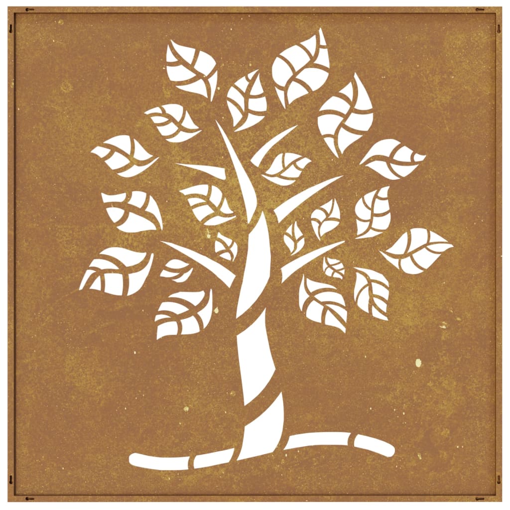 Decorazione Muro da Giardino 55x55 cm Albero in Acciaio Corten - homemem39