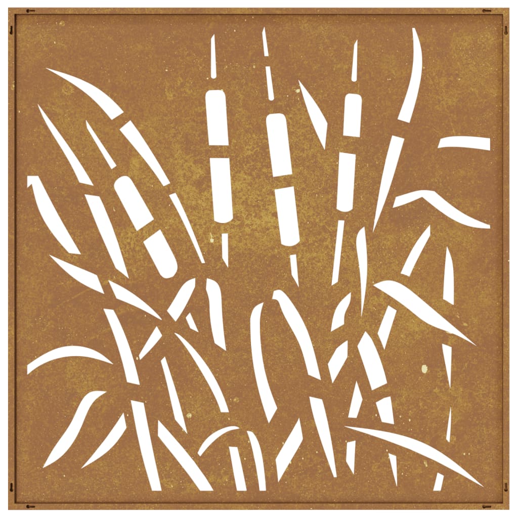Decorazione Muro da Giardino 55x55 cm Erba in Acciaio Corten - homemem39