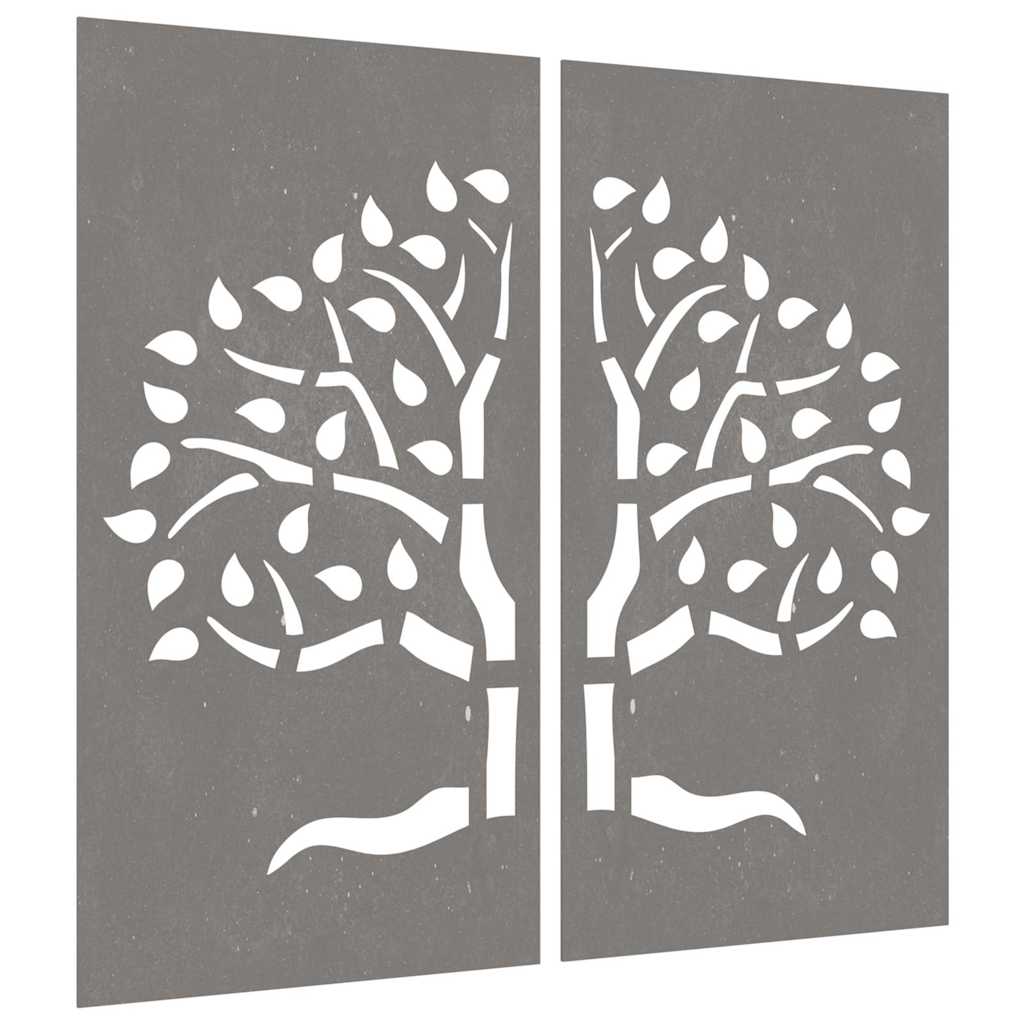 Decorazioni Muro Giardino 2 pz 105x55 cm Albero Acciaio Corten | homemem39
