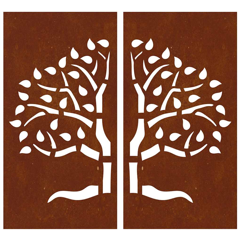 Decorazioni Muro Giardino 2 pz 105x55 cm Albero Acciaio Corten | homemem39