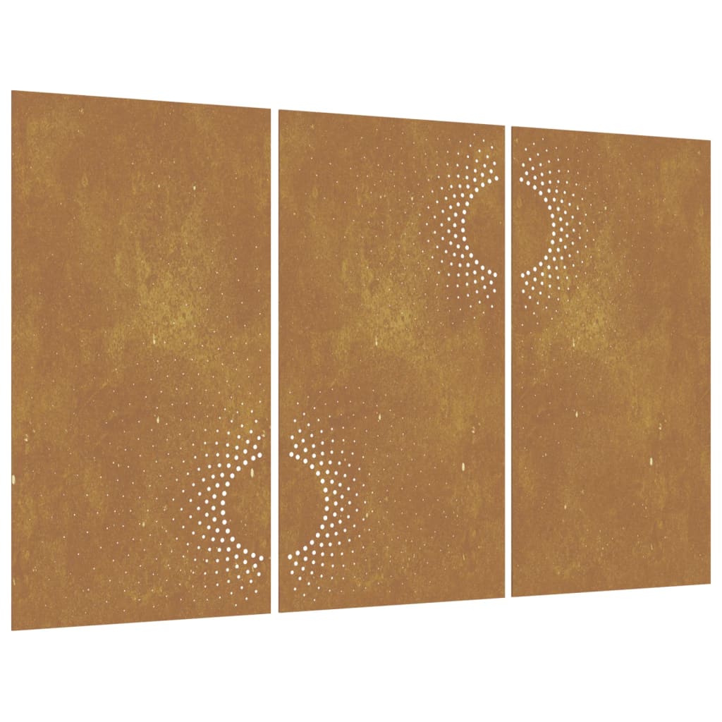 Decorazioni Muro da Giardino 3 pz 105x55 cm Sole Acciaio Corten
