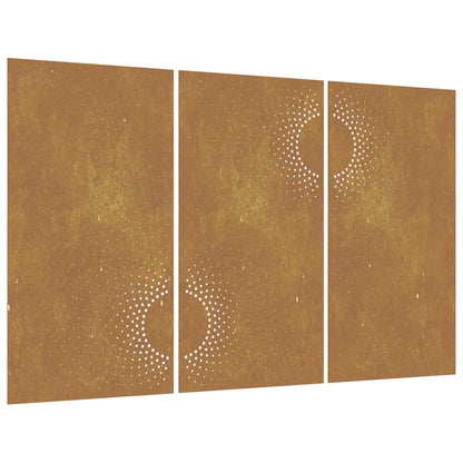 Decorazioni Muro da Giardino 3 pz 105x55 cm Sole Acciaio Corten - homemem39