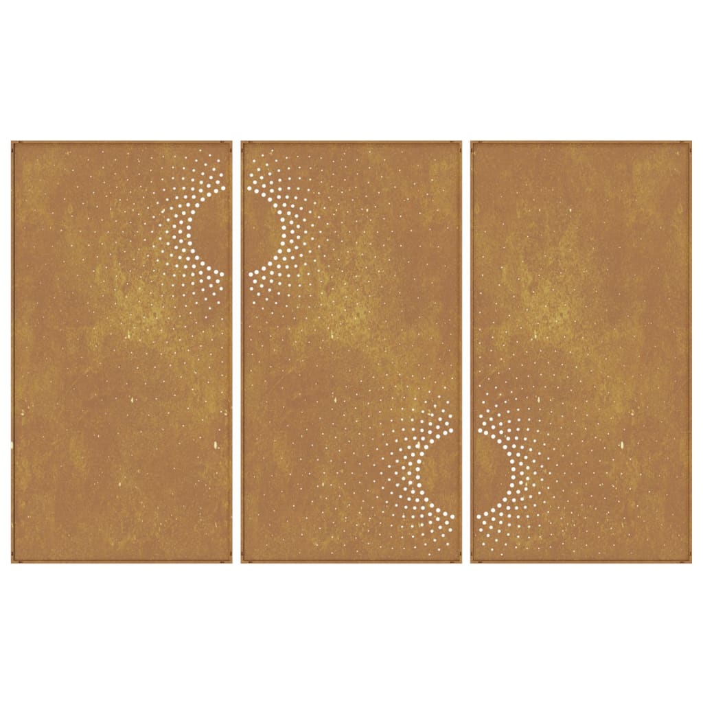 Decorazioni Muro da Giardino 3 pz 105x55 cm Sole Acciaio Corten - homemem39