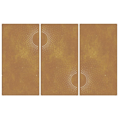 Decorazioni Muro da Giardino 3 pz 105x55 cm Sole Acciaio Corten - homemem39