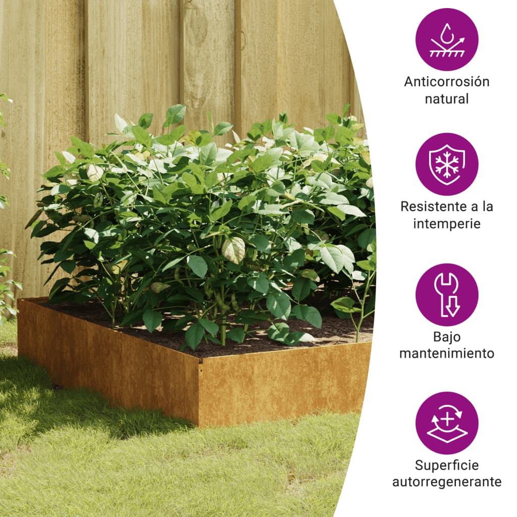 Fioriera Rialzata da Giardino 100x100x33,5 cm in Acciaio Corten - homemem39