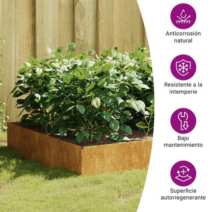 Fioriera Rialzata da Giardino 100x100x33,5 cm in Acciaio Corten - homemem39