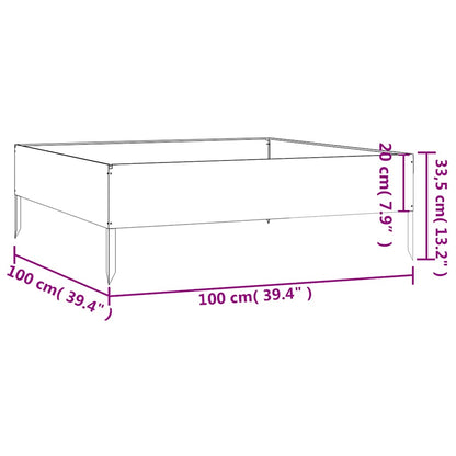 Fioriera Rialzata da Giardino 100x100x33,5 cm in Acciaio Corten | homemem39