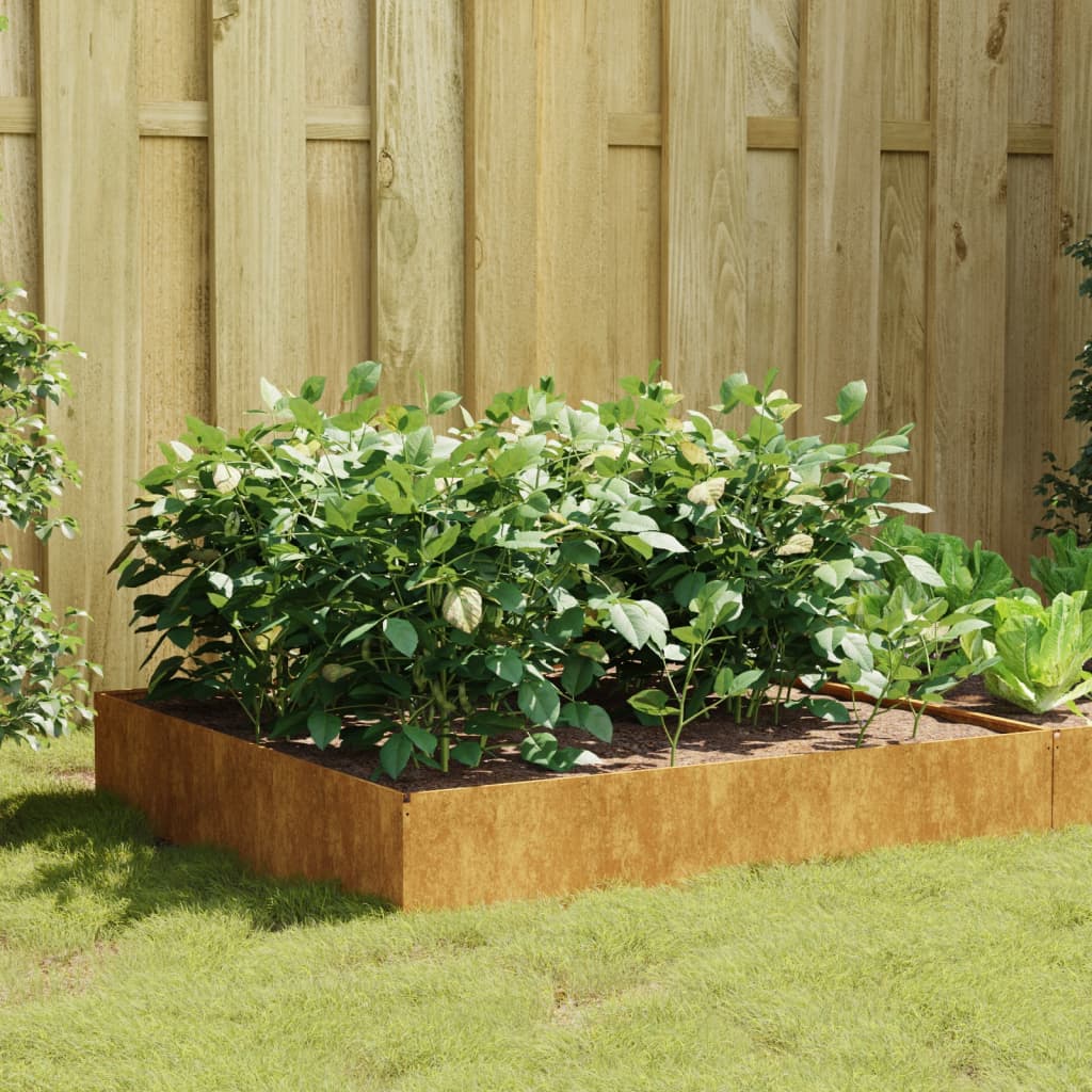 Fioriera Rialzata da Giardino 100x100x33,5 cm in Acciaio Corten - homemem39