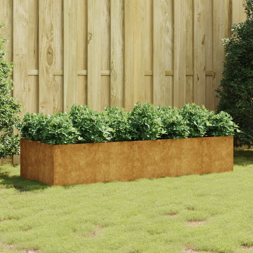 Fioriera Rialzata da Giardino 200x80x40 cm in Acciaio Corten - homemem39