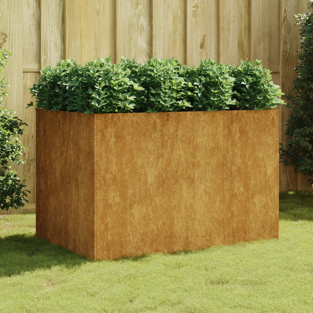 Fioriera Rialzata da Giardino 120x80x80 cm in Acciaio Corten - homemem39