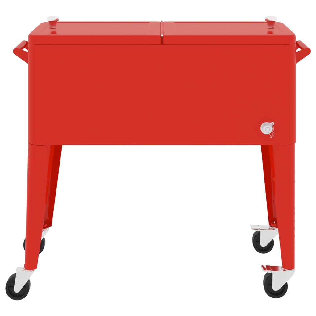 Carrello Porta Ghiaccio su Ruote Rosso 92x43x89 cm - homemem39