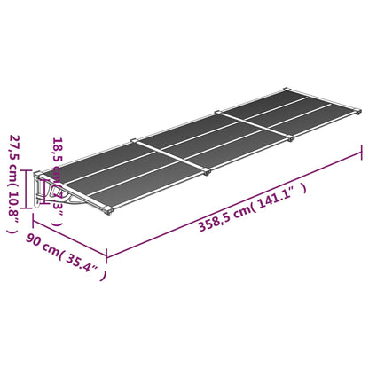 Tettoia per Porta Nera 358,5x90 cm in Policarbonato - homemem39