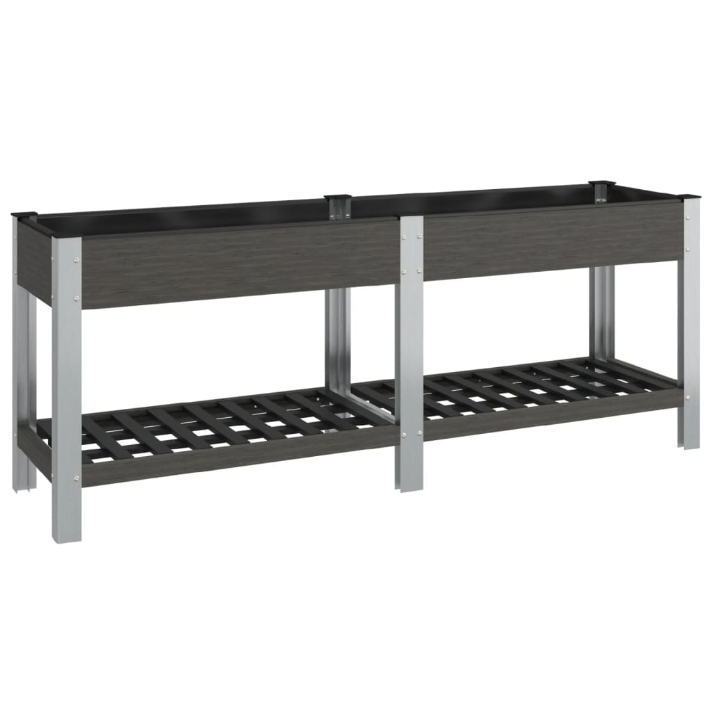 Fioriera Rialzata Giardino con Ripiano Grigia 200x50x75 cm WPC | homemem39