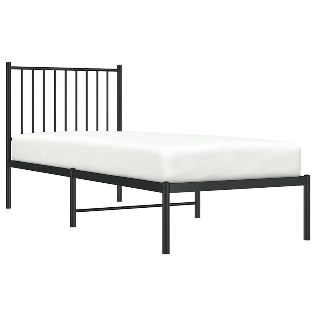 Giroletto con Testiera in Metallo Nero 80x200 cm