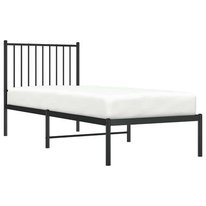 Giroletto con Testiera in Metallo Nero 80x200 cm