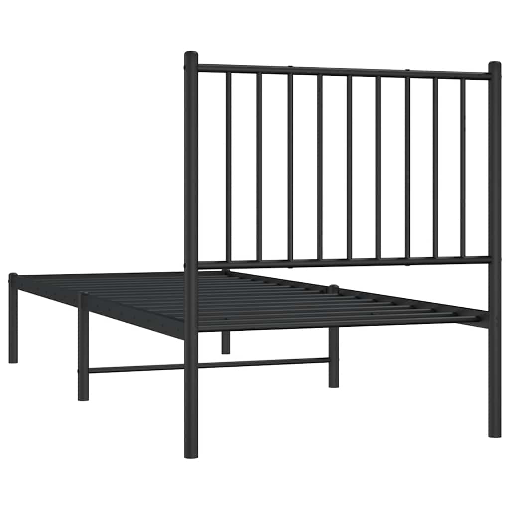 Giroletto con Testiera in Metallo Nero 80x200 cm