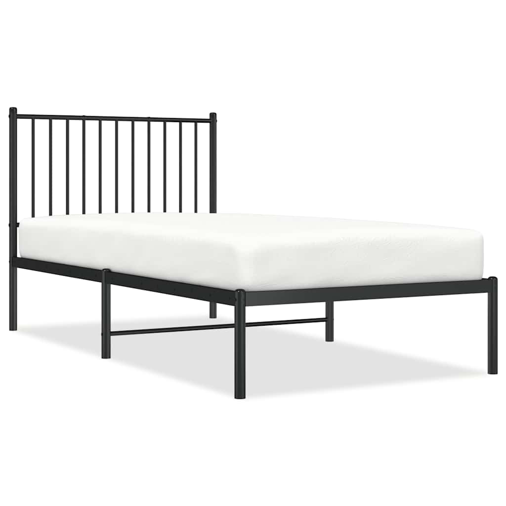 Giroletto con Testiera in Metallo Nero 90x190 cm