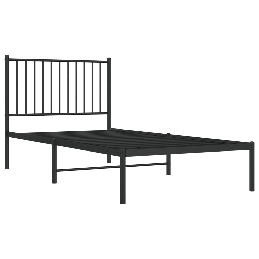 Giroletto con Testiera in Metallo Nero 90x190 cm - homemem39