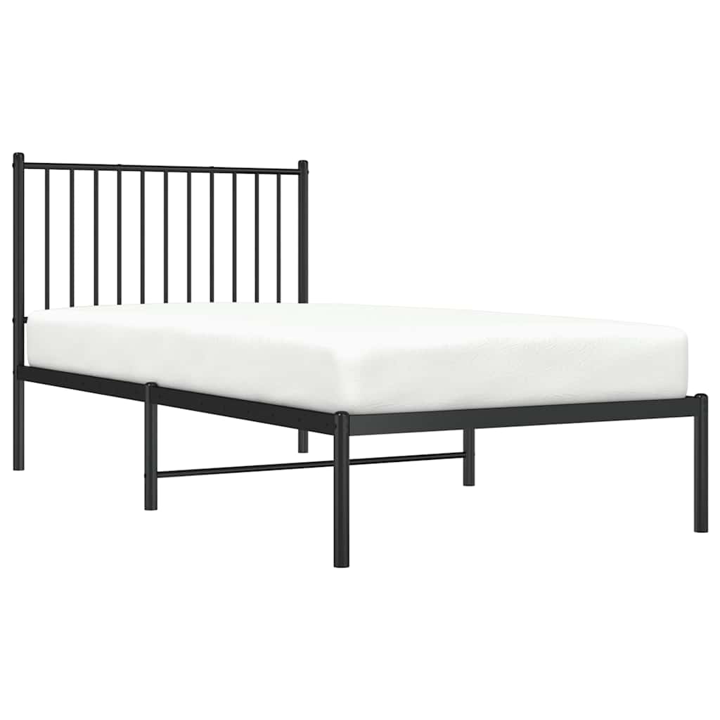 Giroletto con Testiera in Metallo Nero 90x190 cm